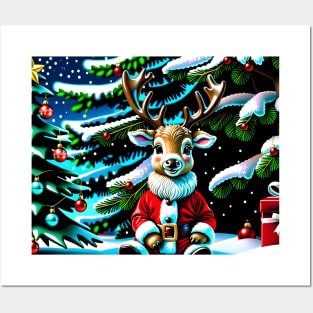 Santa Baby Reindeer Posters and Art